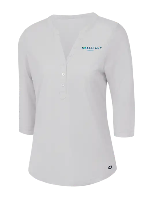 OGIO Bright White Jewel Henley w/Foundation Logo