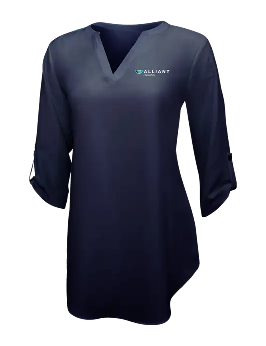 Navy Womens 3/4 Sleeve Tunic Blouse w/Foundation Logo
