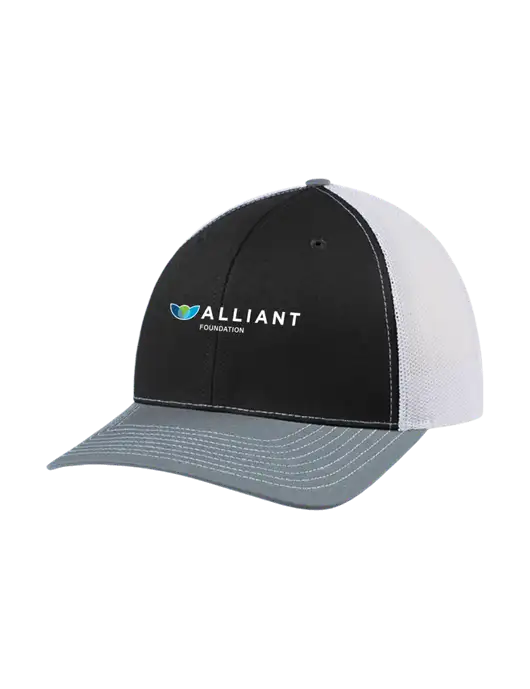 Richardson Adjustable Snapback Original 112 Trucker Cap Black/Light Heather Grey/White Mesh w/Foundation Logo