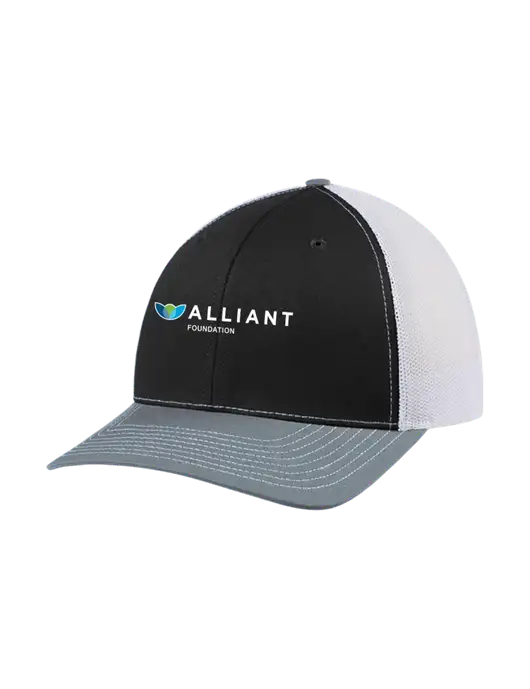 Richardson Adjustable Snapback Original 112 Trucker Cap Black/Light Heather Grey/White Mesh w/Foundation Logo