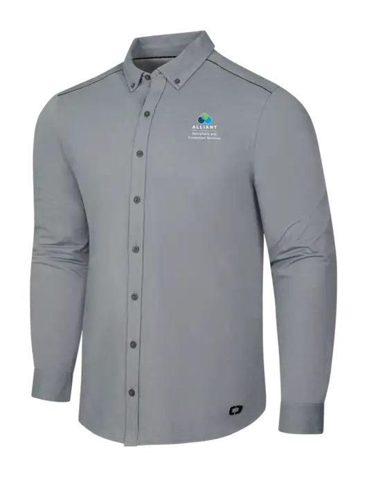 OGIO Medium Grey Heather Modern Code Stretch Button-Up Shirt w/ARIS Logo