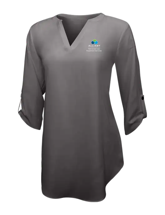 Dark Grey Womens 3/4 Sleeve Tunic Blouse w/ARIS Logo
