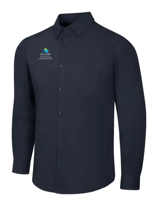 Navy Long Sleeve Carefree Poplin Shirt w/ARIS Logo