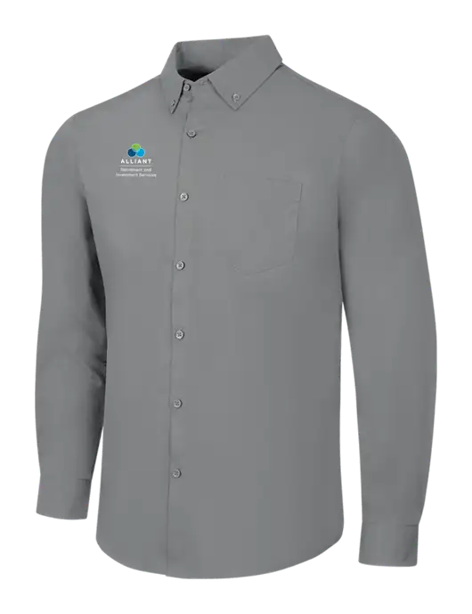 Medium Grey Long Sleeve Carefree Poplin Shirt w/ARIS Logo