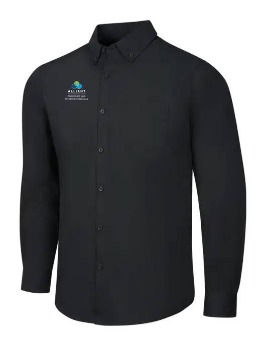 Black Long Sleeve Carefree Poplin Shirt w/ARIS Logo