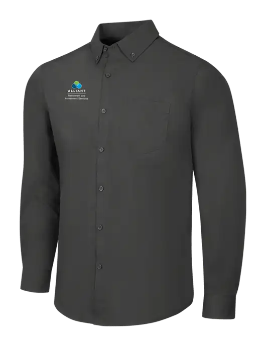 Dark Grey Long Sleeve Carefree Poplin Shirt w/ARIS Logo