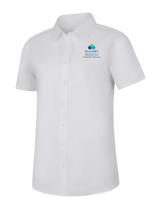 Womens White Short Sleeve Superpro React Twill Shirt w/ARIS Logo