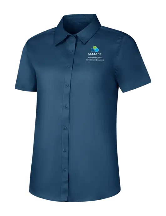Womens Light Navy Short Sleeve Superpro React Twill Shirt w/ARIS Logo