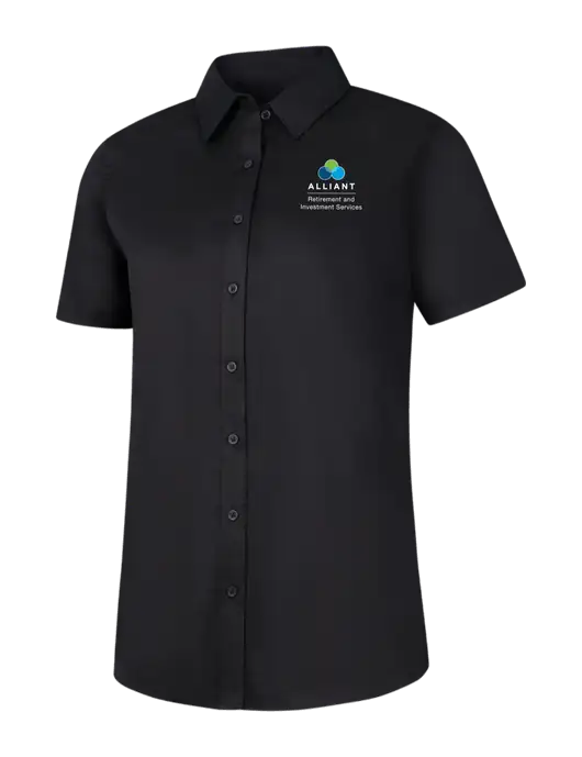 Womens Black Short Sleeve Superpro React Twill Shirt w/ARIS Logo