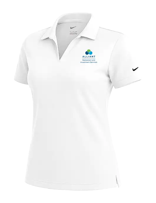 NIKE White Womens Dri-Fit Micro Pique Polo w/ARIS Logo