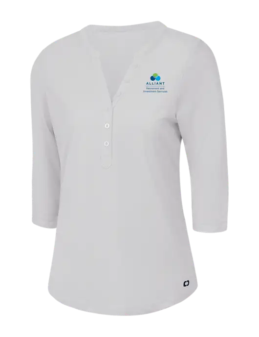 OGIO Bright White Jewel Henley w/ARIS Logo