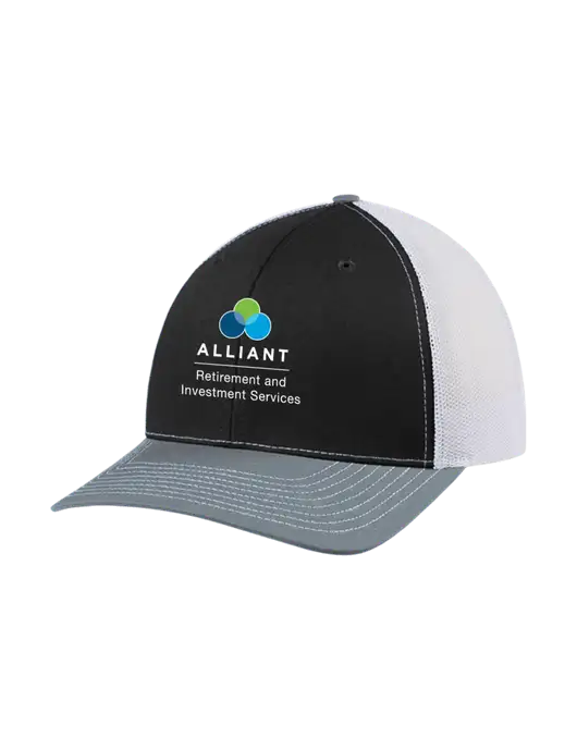 Richardson Adjustable Snapback Original 112 Trucker Cap Black/Light Heather Grey/White Mesh w/ARIS Logo