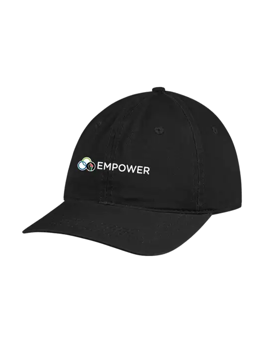 Garment Washed Unstructured Twill Black Cap w/Empower Logo