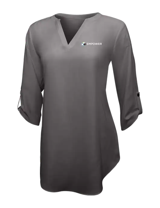 Dark Grey Womens 3/4 Sleeve Tunic Blouse w/Empower Logo