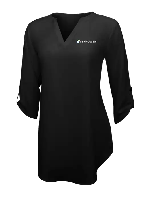 Womens Black 3/4 Sleeve Tunic Blouse w/Empower Logo