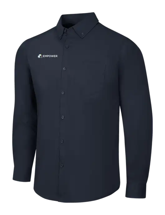 Navy Long Sleeve Carefree Poplin Shirt w/Empower Logo