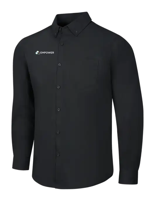 Black Long Sleeve Carefree Poplin Shirt w/Empower Logo