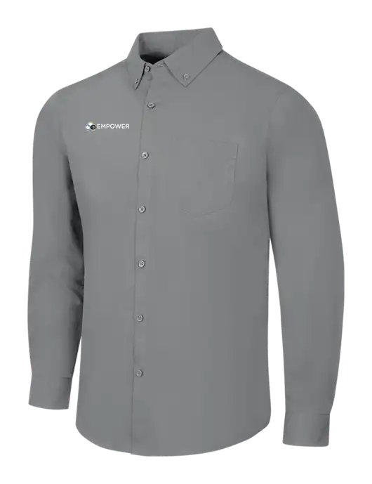 Medium Grey Long Sleeve Carefree Poplin Shirt w/Empower Logo