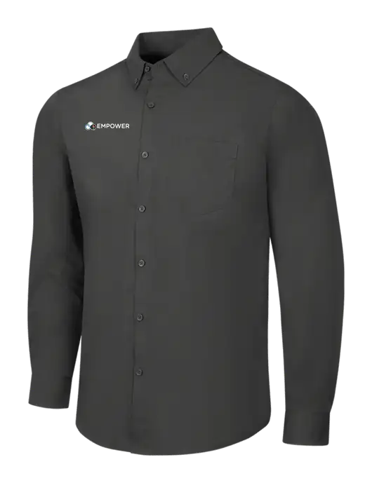 Dark Grey Long Sleeve Carefree Poplin Shirt w/Empower Logo
