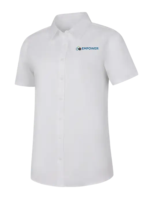 Womens White Short Sleeve Superpro React Twill Shirt w/Empower Logo