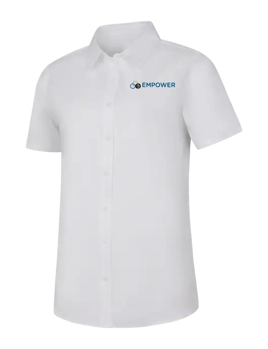 Womens White Short Sleeve Superpro React Twill Shirt w/Empower Logo