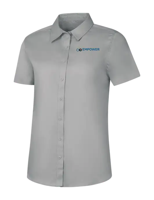 Womens Light Grey Short Sleeve Superpro React Twill Shirt w/Empower Logo