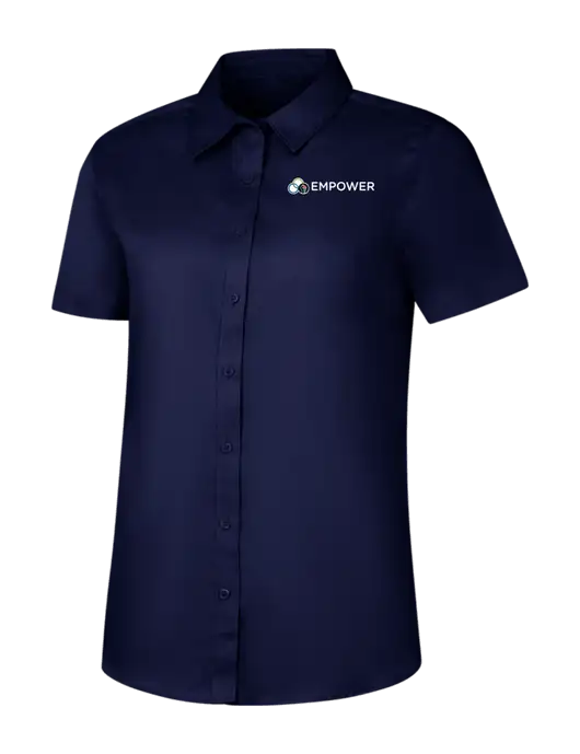 Womens Navy Short Sleeve Superpro React Twill Shirt w/Empower Logo