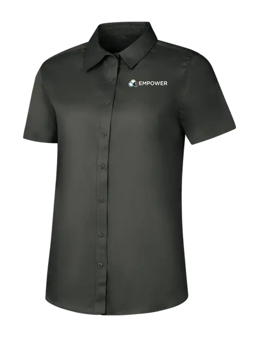 Womens Dark Grey Short Sleeve Superpro React Twill Shirt w/Empower Logo