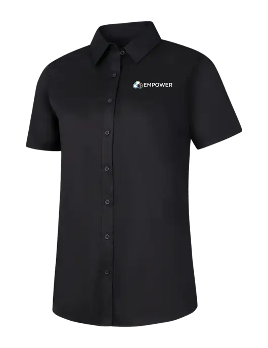 Womens Black Short Sleeve Superpro React Twill Shirt w/Empower Logo