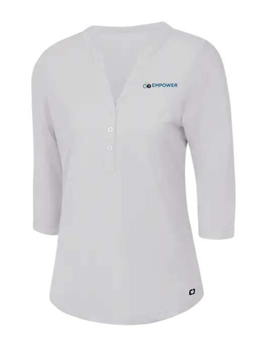 OGIO Bright White Jewel Henley w/Empower Logo