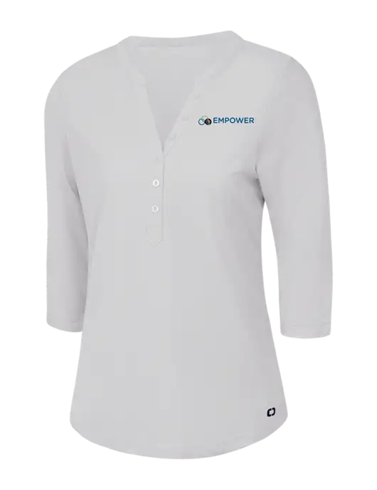 OGIO Bright White Jewel Henley w/Empower Logo