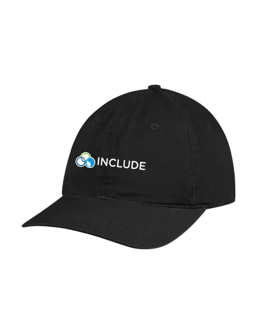 Garment Washed Unstructured Twill Black Cap w/Include Logo