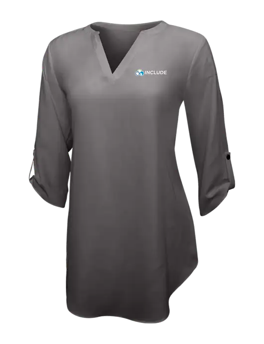 Dark Grey Womens 3/4 Sleeve Tunic Blouse w/Include Logo