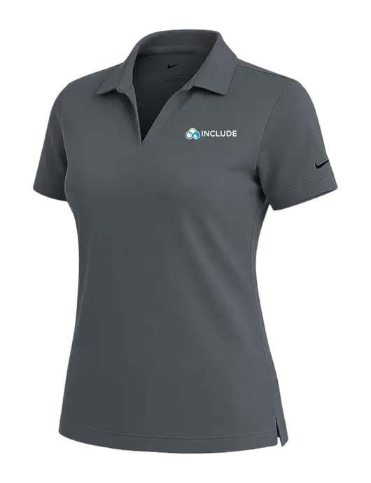 NIKE Dark Grey Womens Dri-Fit Micro Pique Polo w/Include Logo