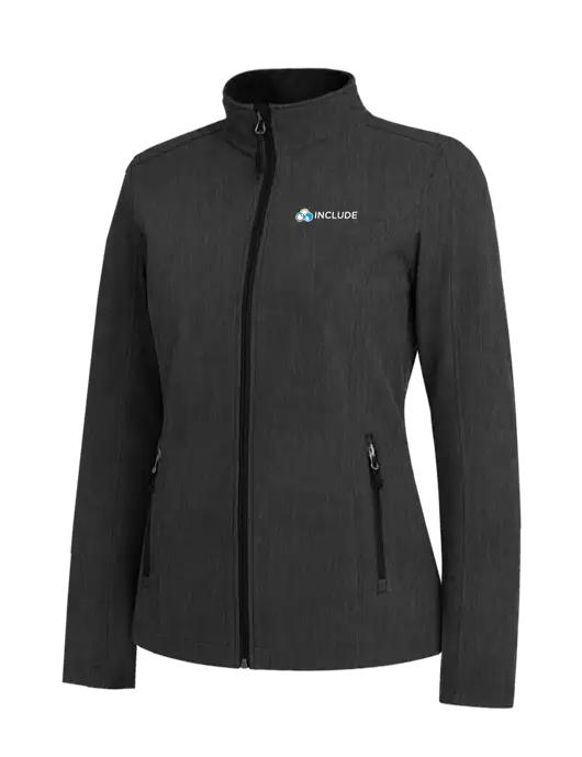 Black Charcoal Heather Womens Core Soft Shell Jacket w/Include Logo