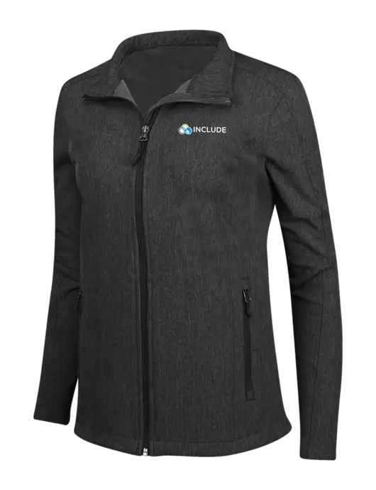 Black Charcoal Heather Womens Core Soft Shell Jacket w/Include Logo