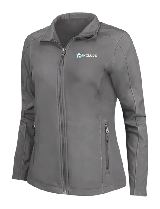 Medium Grey Womens Core Soft Shell Jacket w/Include Logo