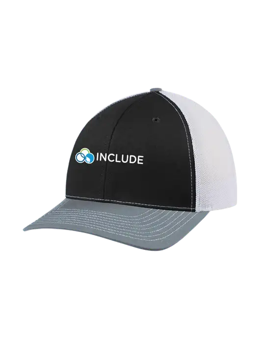 Richardson Adjustable Snapback Original 112 Trucker Cap Black/Light Heather Grey/White Mesh w/Include Logo