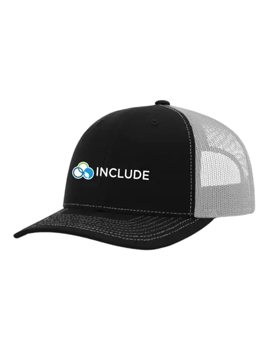 Richardson Adjustable Snapback Original 112 Trucker Cap Black w/White Mesh w/Include Logo